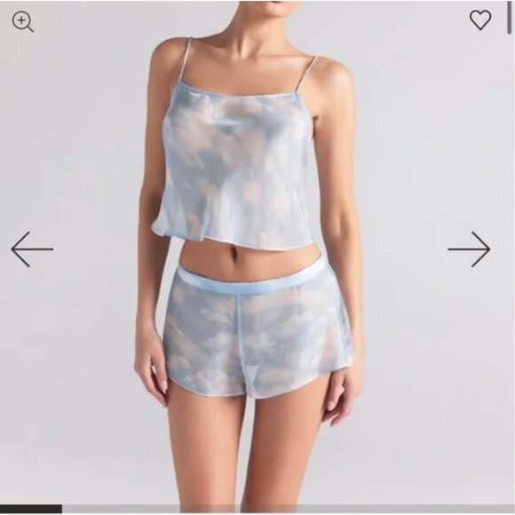 Skims romance cami and short set BLUE QUARTZ cloud print nwt SILK large - Picture 4 of 4